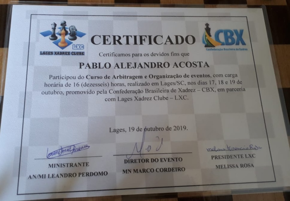 Curso de Arbitragem e Organização de Eventos de Xadrez – Parceria